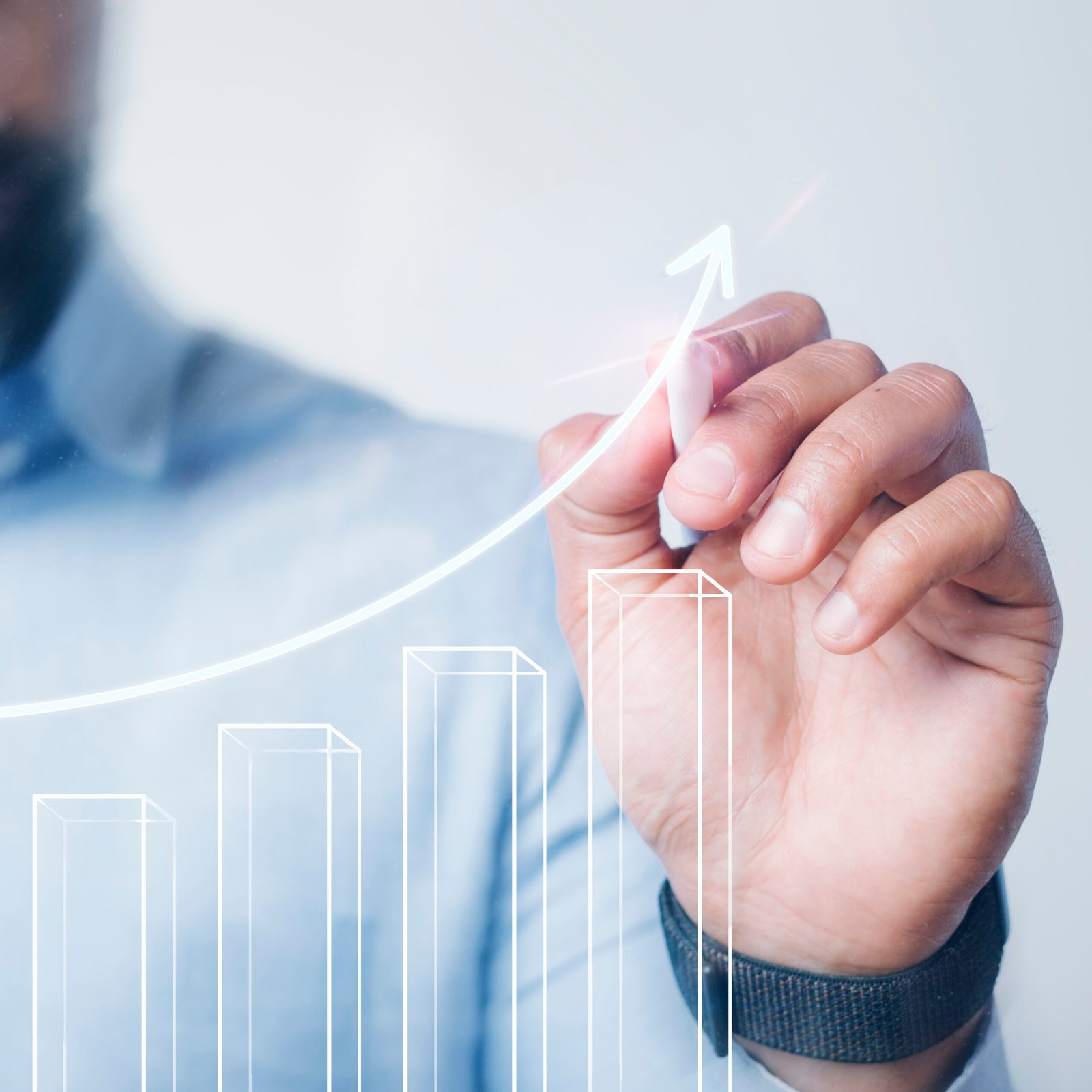 Analyst presenting a market chart